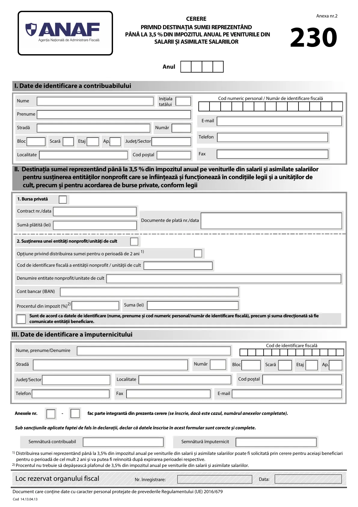 Formularul 230, pagina 1